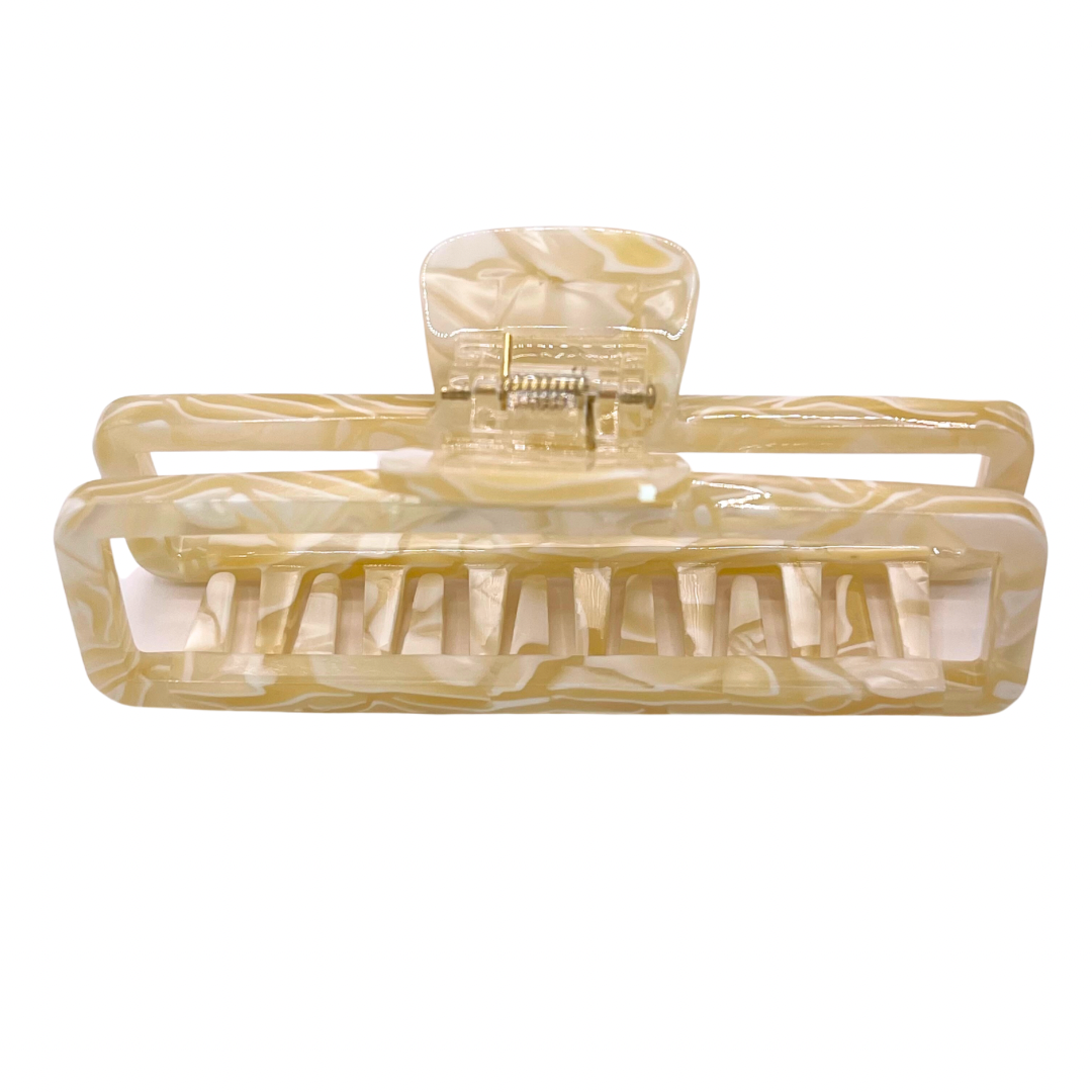 Cream & White Swirls Large Hair Claw