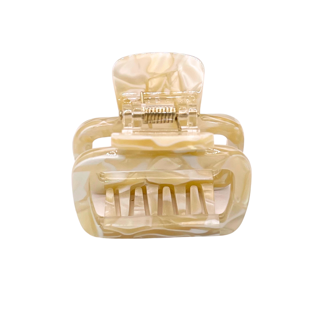 Cream & White Swirls Small Hair Claw