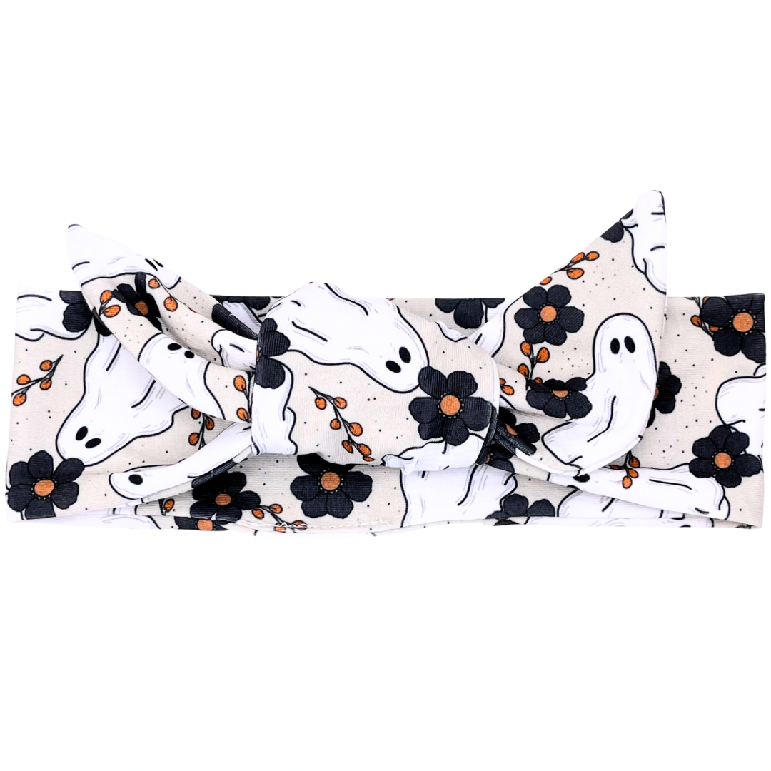 Floral Ghost Adjustable Tie Headband