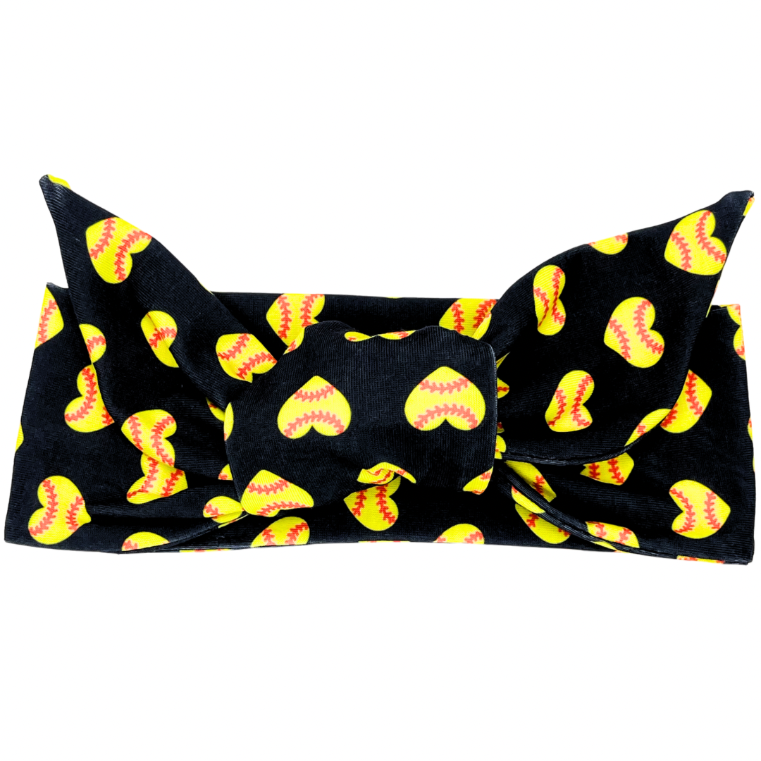 Softball Hearts Adjustable Tie Headband