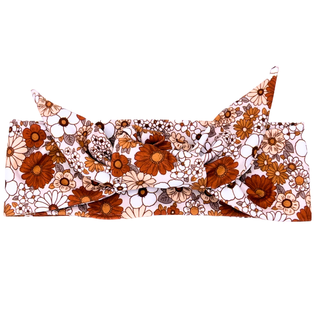 Fall Floral Adjustable Tie Headband
