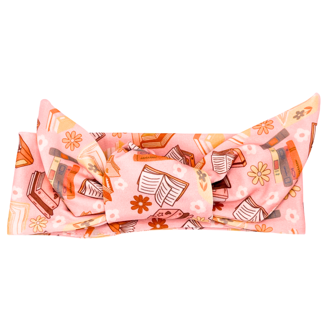 Floral Books Adjustable Tie Headband