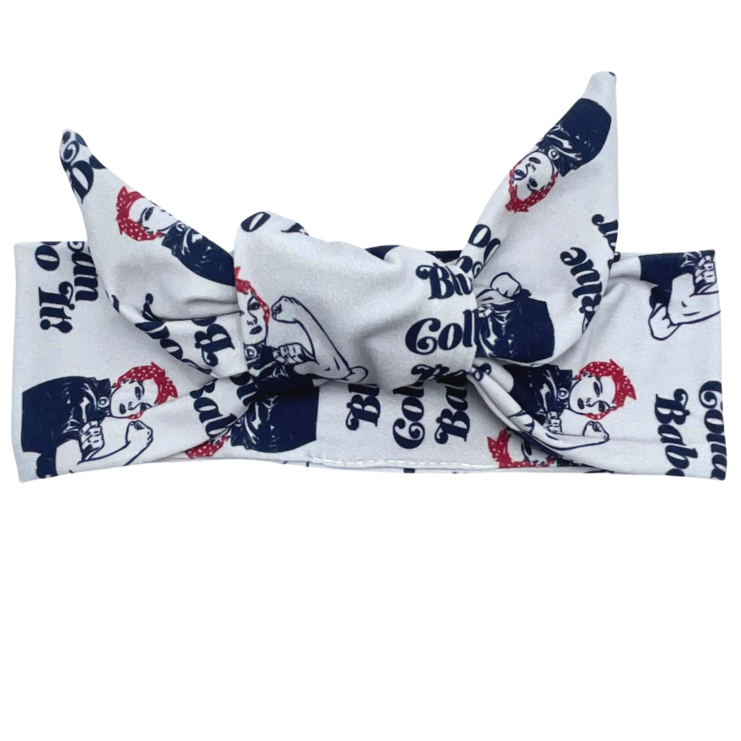 Blue Collar We Can Do It - Gray Adjustable Tie Headband