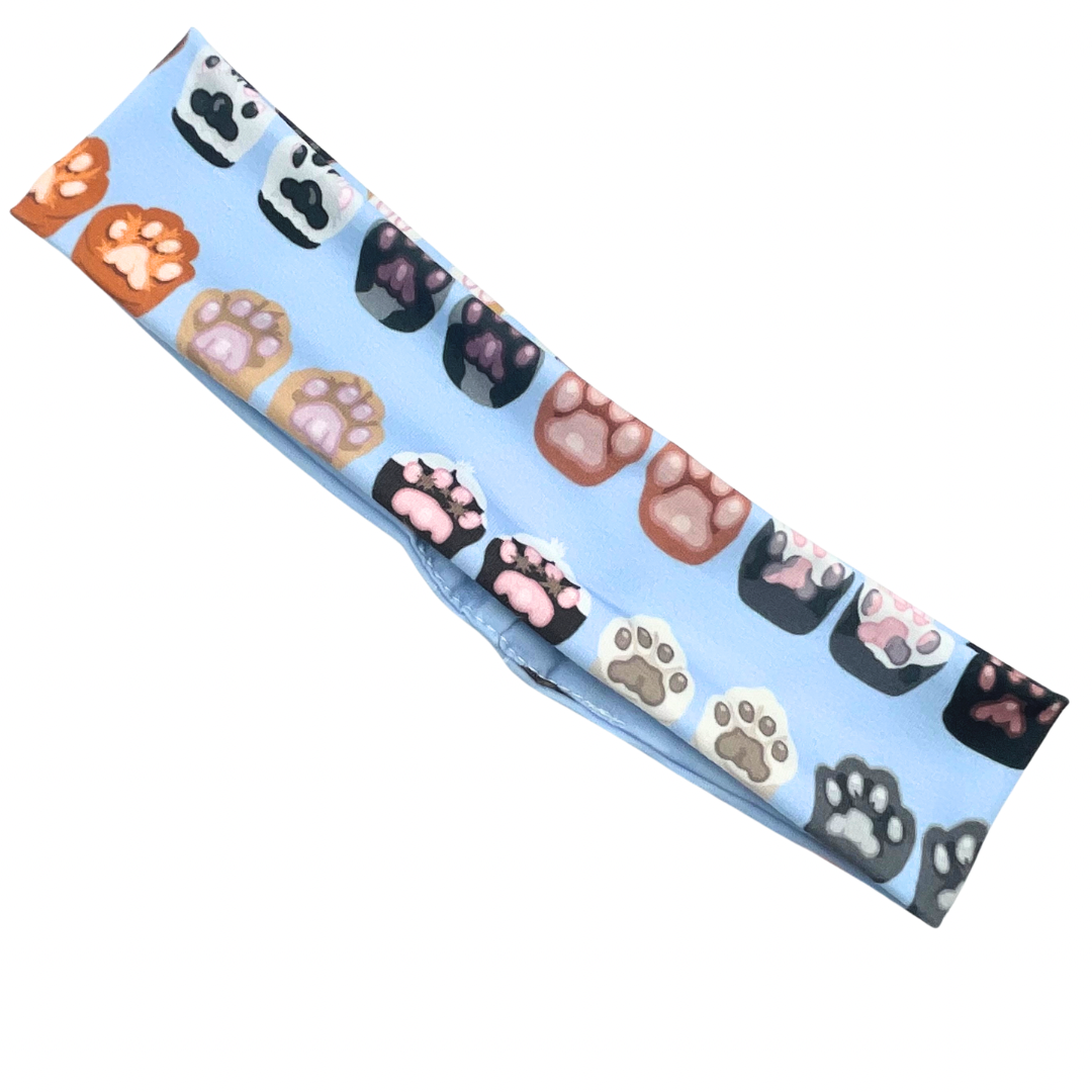 Cat Paws - Light Blue Athletic Headband