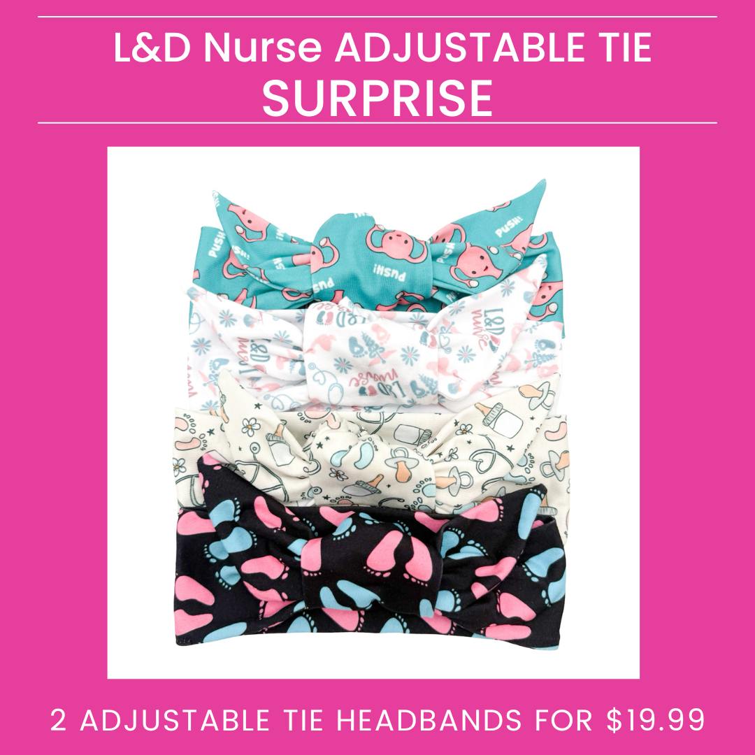 2 SURPRISE L&D Nurse Adjustable Tie Headbands