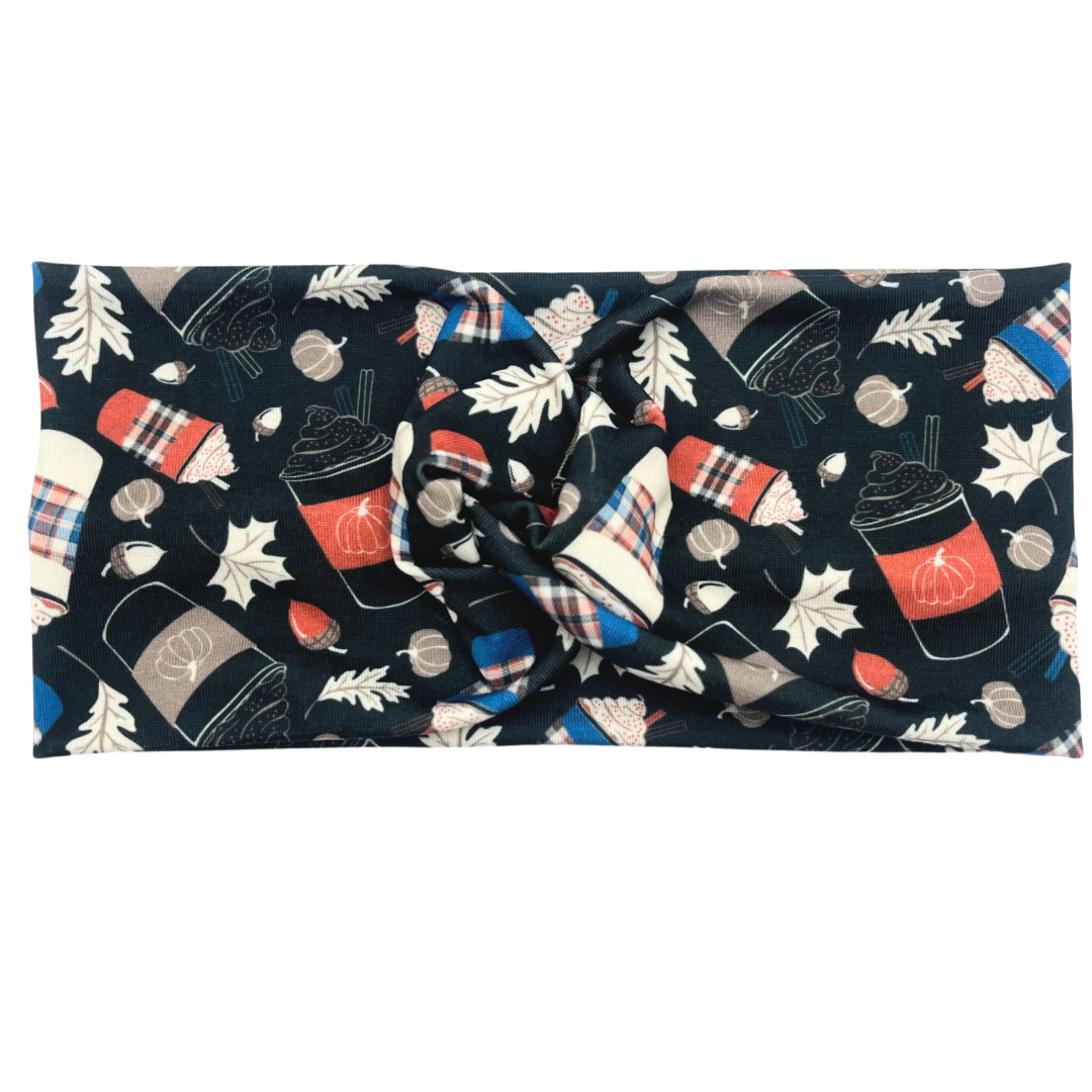 Fall Leaves & Pumpkin Spice - Black Headband