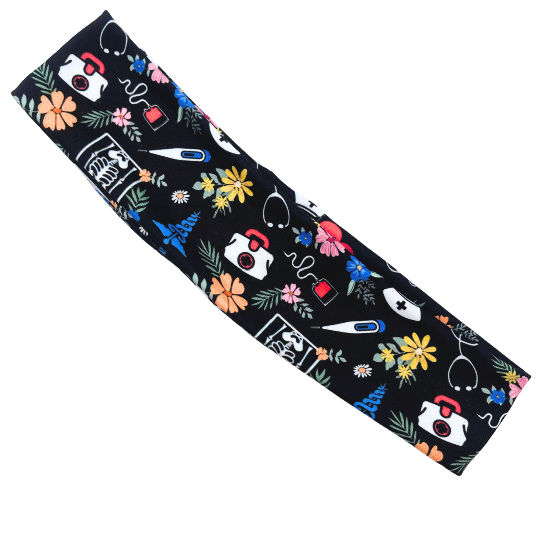 Floral Healthcare - Black Athletic Headband