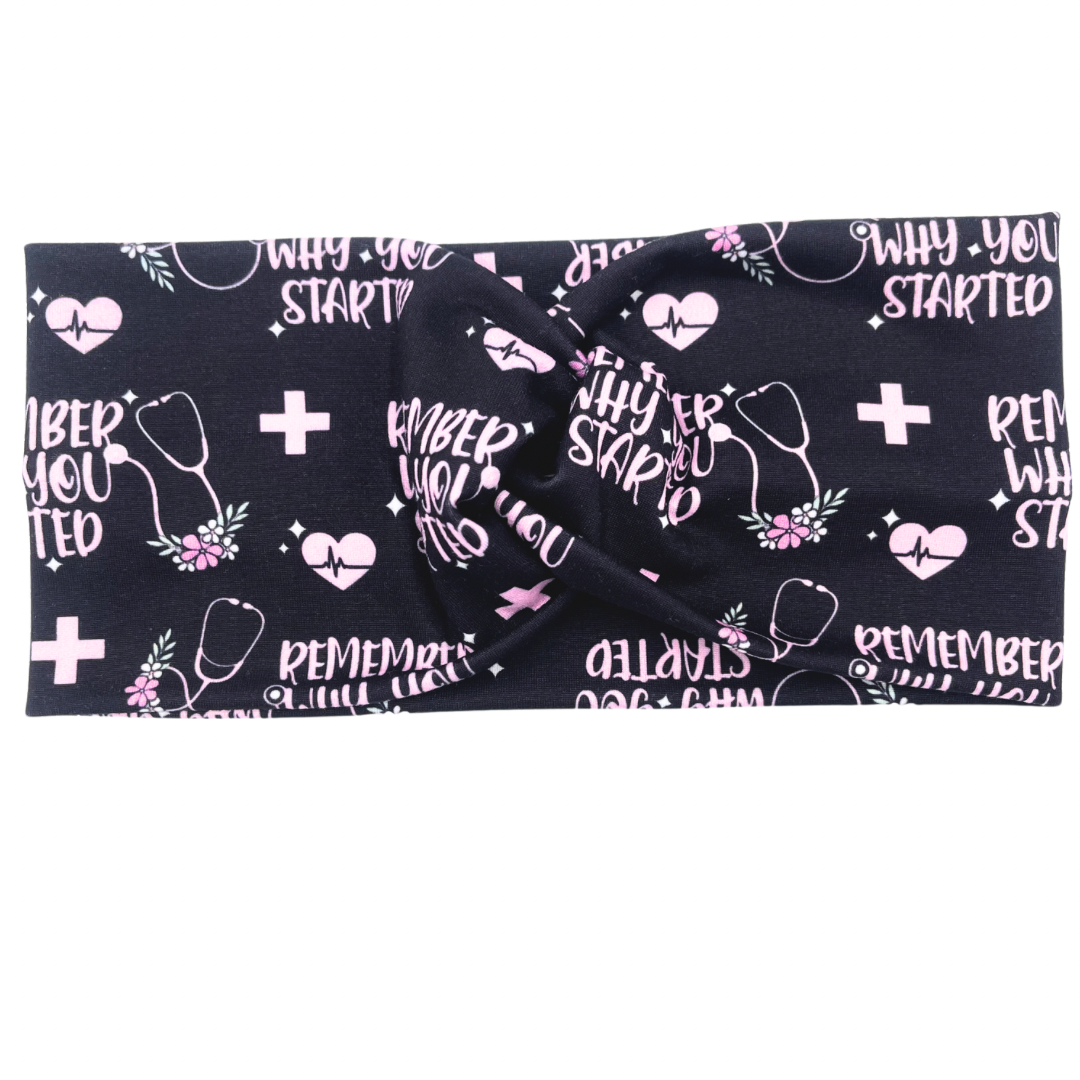 Remember Why You Started - Pink & Black Headband