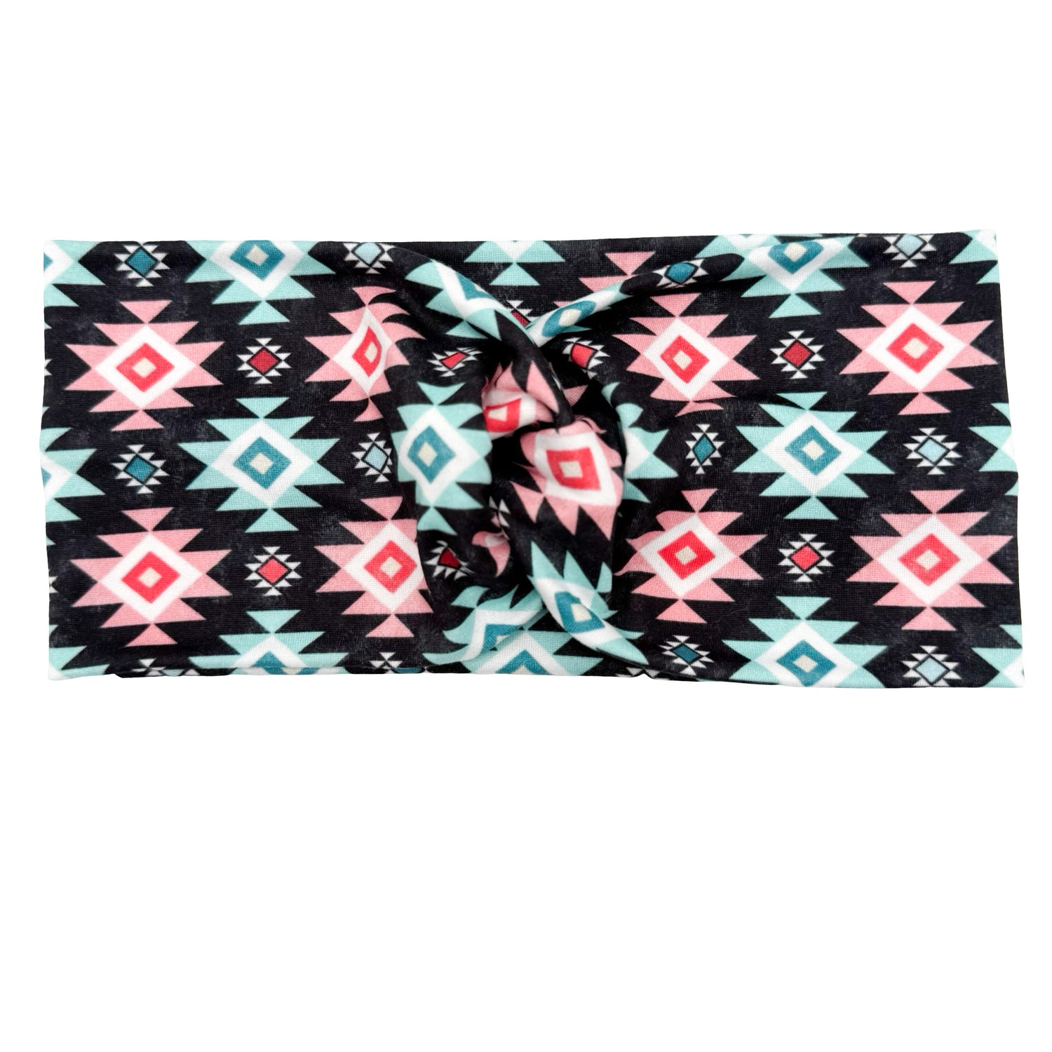 Pink & Teal Aztec - Black Headband