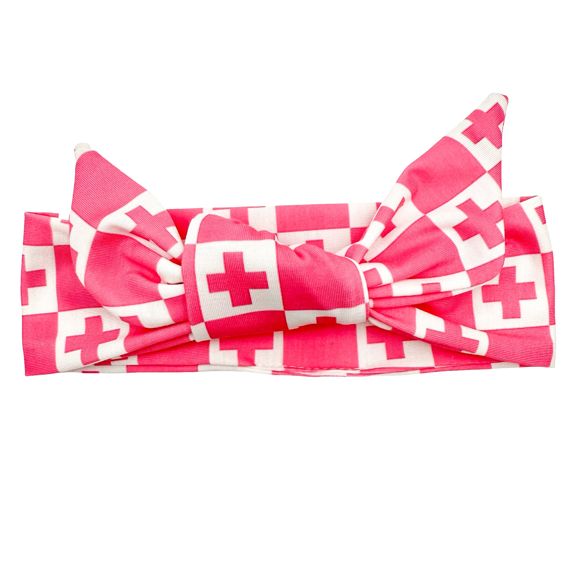 Nurse Pink Checkered Adjustable Tie Headband