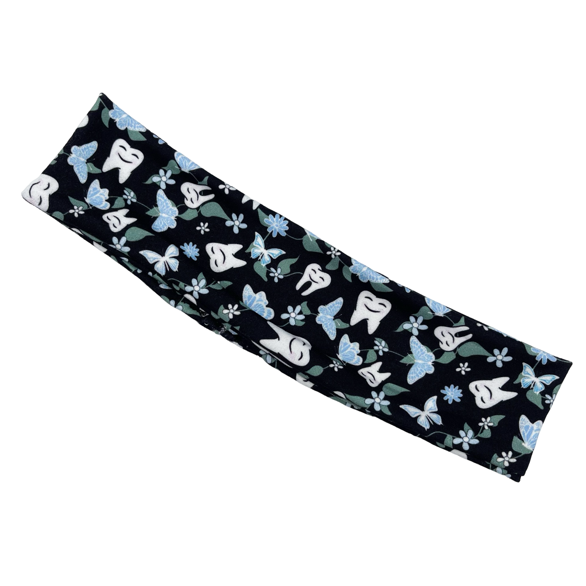Floral Teeth - Black Athletic Headband