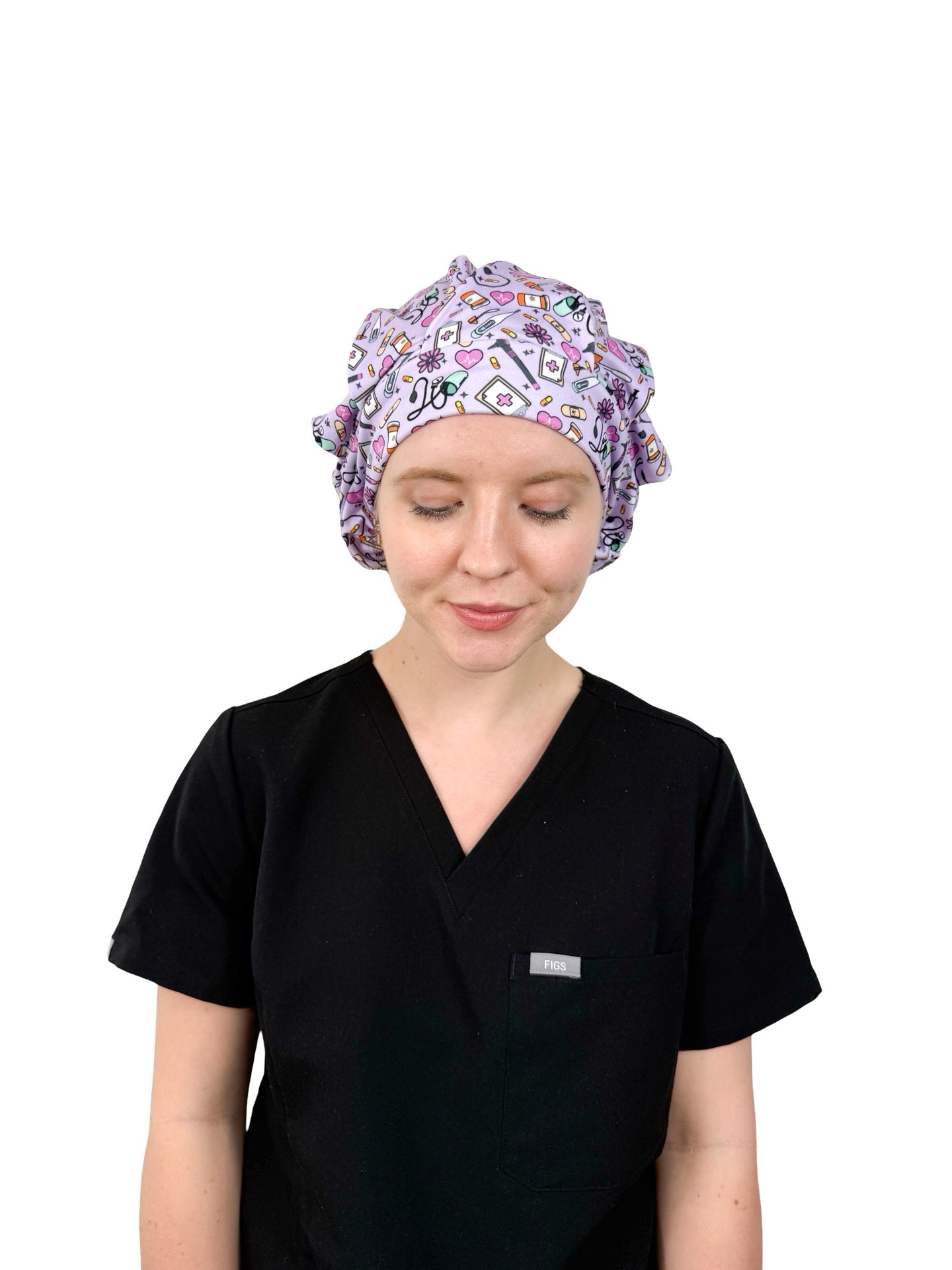 Floral Nursing Essentials Lilac - Soft Scrub Cap