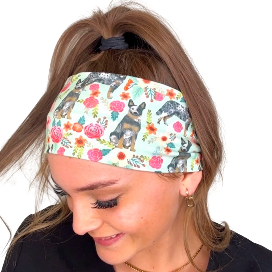 Floral Blue Heelers Headband