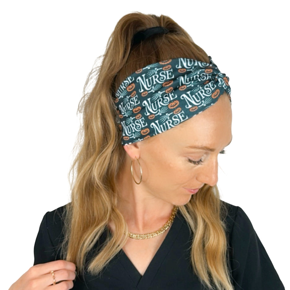 *Limited Edition* Nurse & Pumpkins - Black Headband