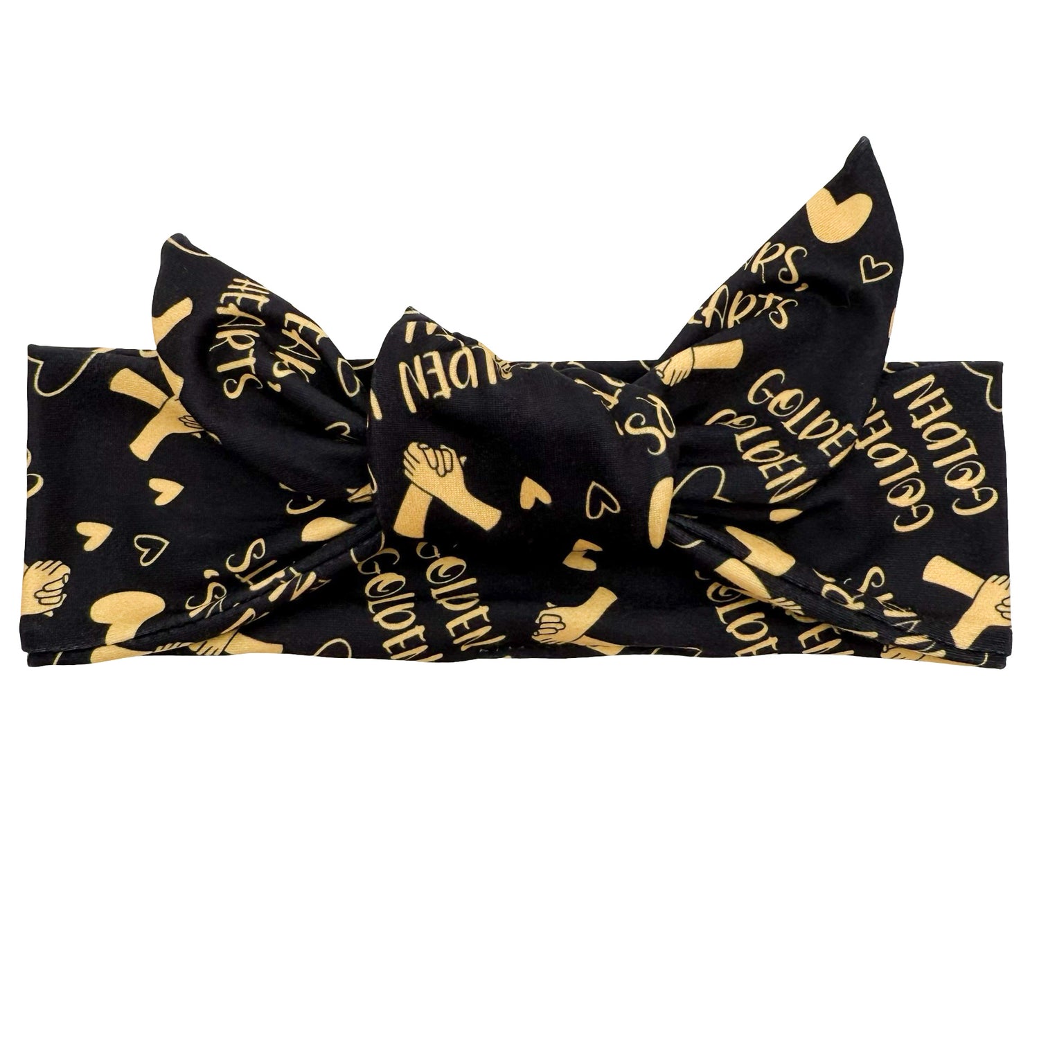 Golden Years, Golden Hearts - Black Adjustable Tie Headband