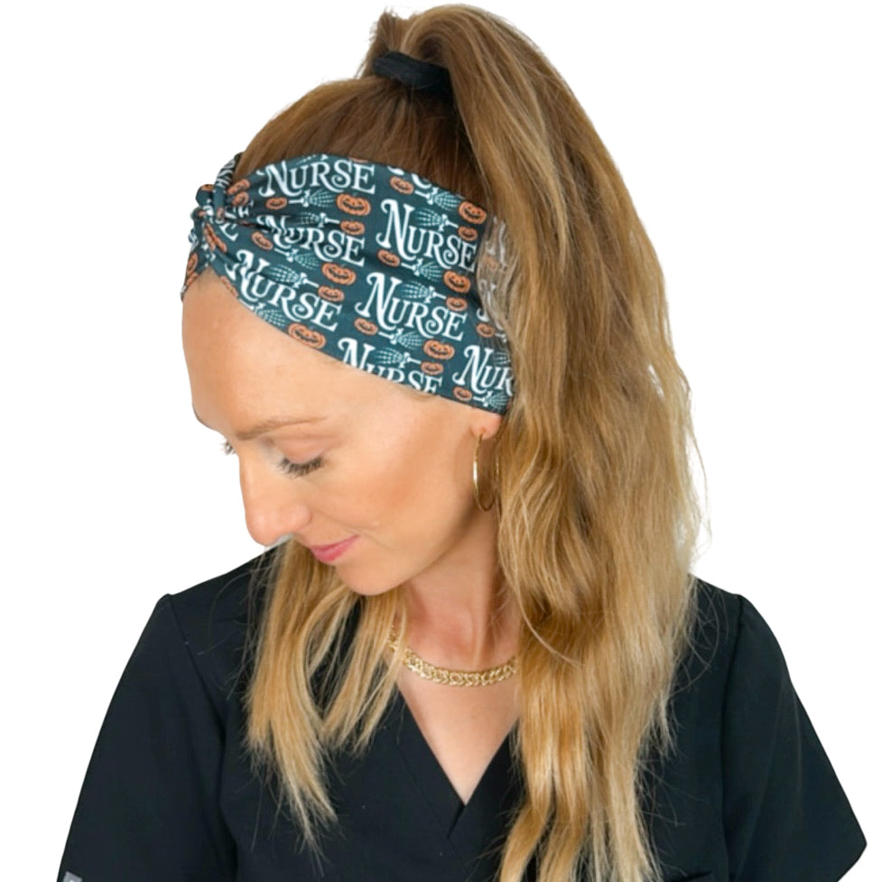 *Limited Edition* Nurse & Pumpkins - Black Headband