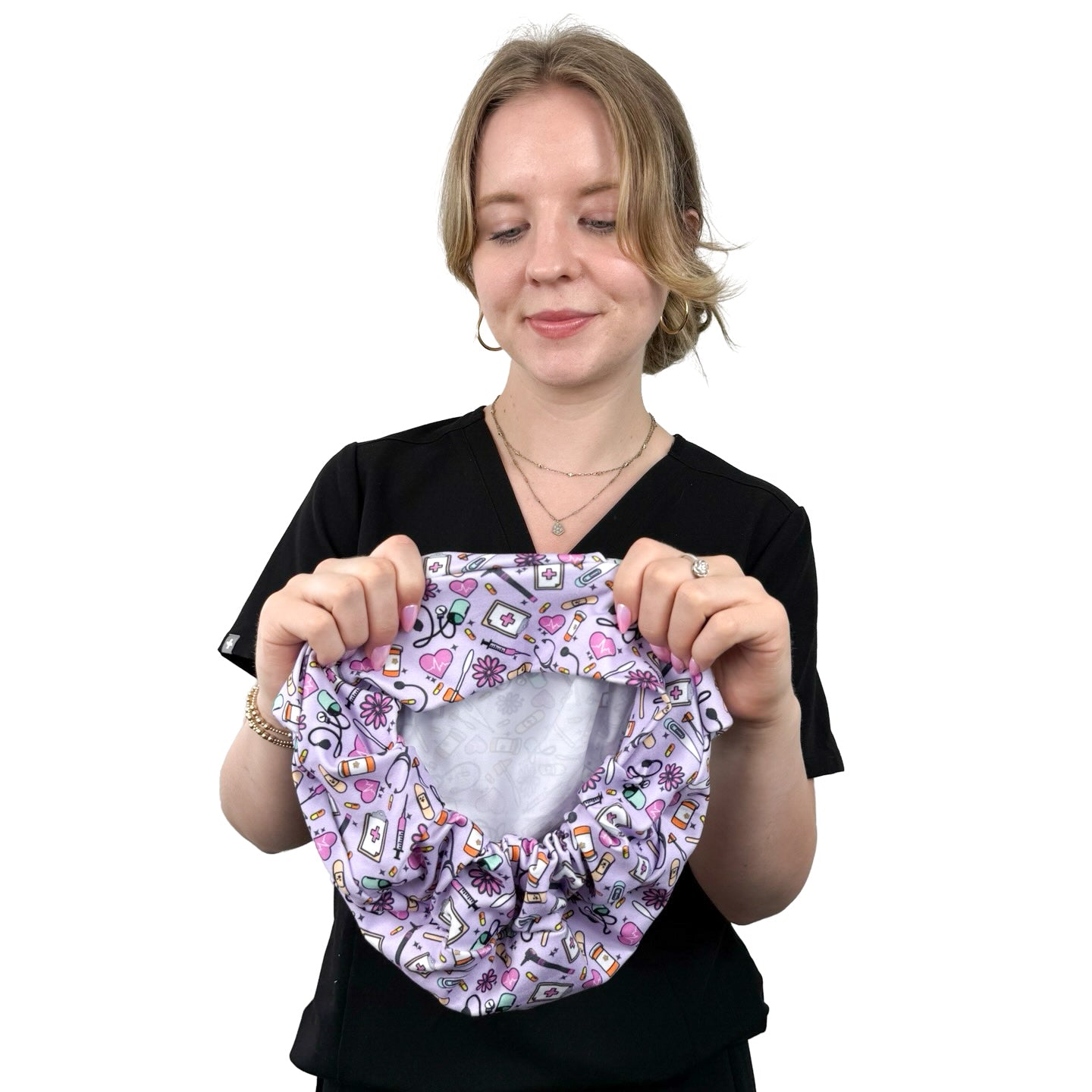 Floral Nursing Essentials Lilac - Soft Scrub Cap