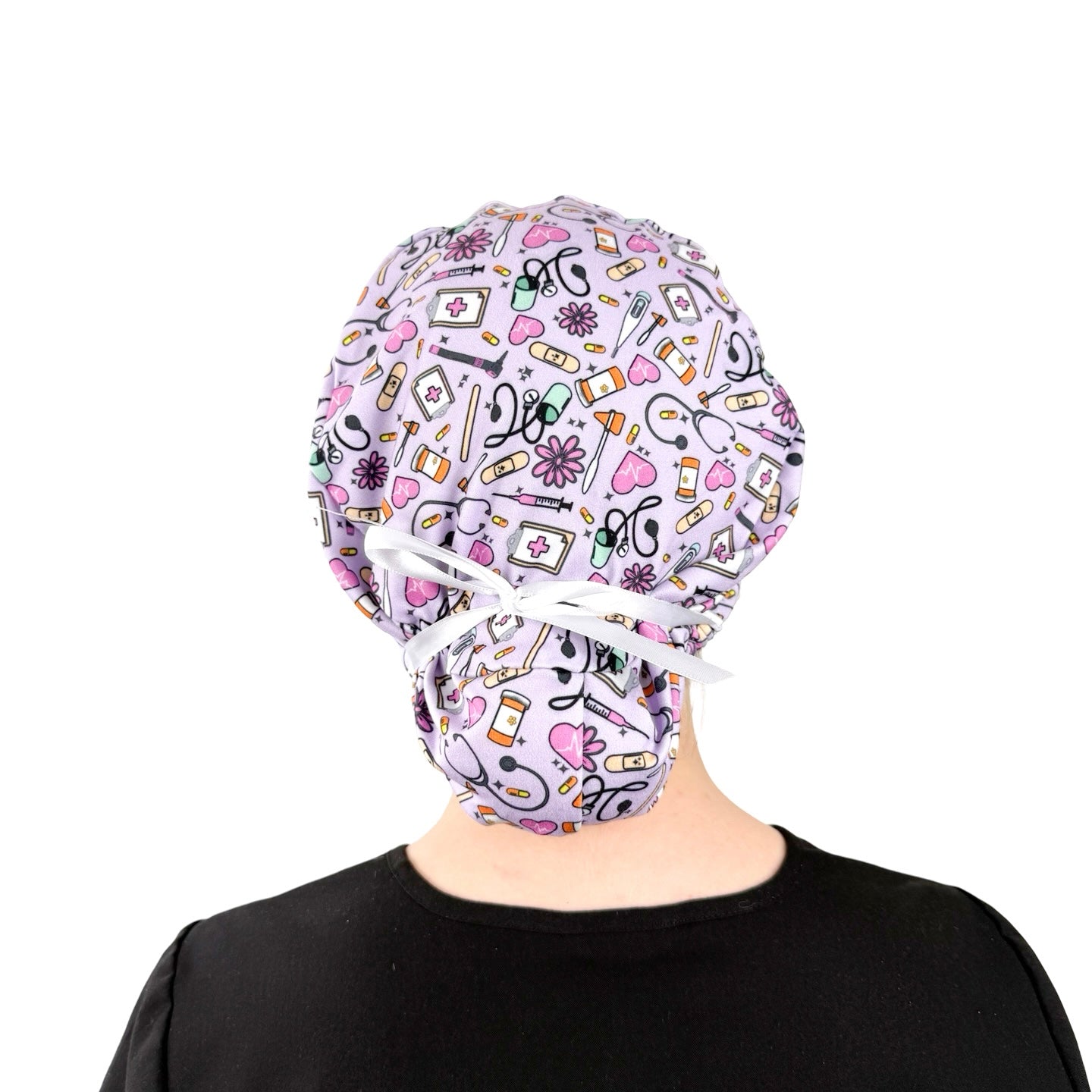 Floral Nursing Essentials Lilac - Soft Ponytail Scrub Cap