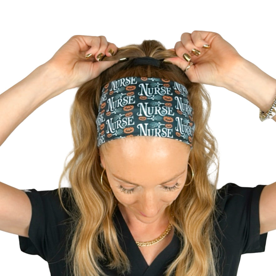 *Limited Edition* Nurse & Pumpkins - Black Headband