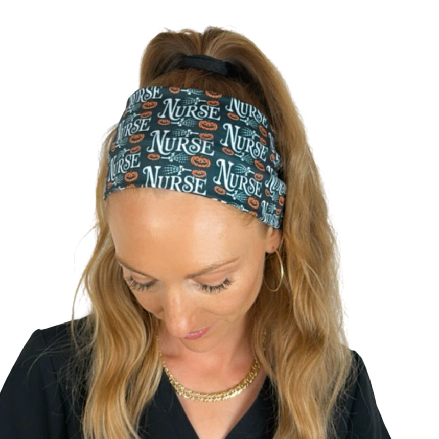 *Limited Edition* Nurse & Pumpkins - Black Headband