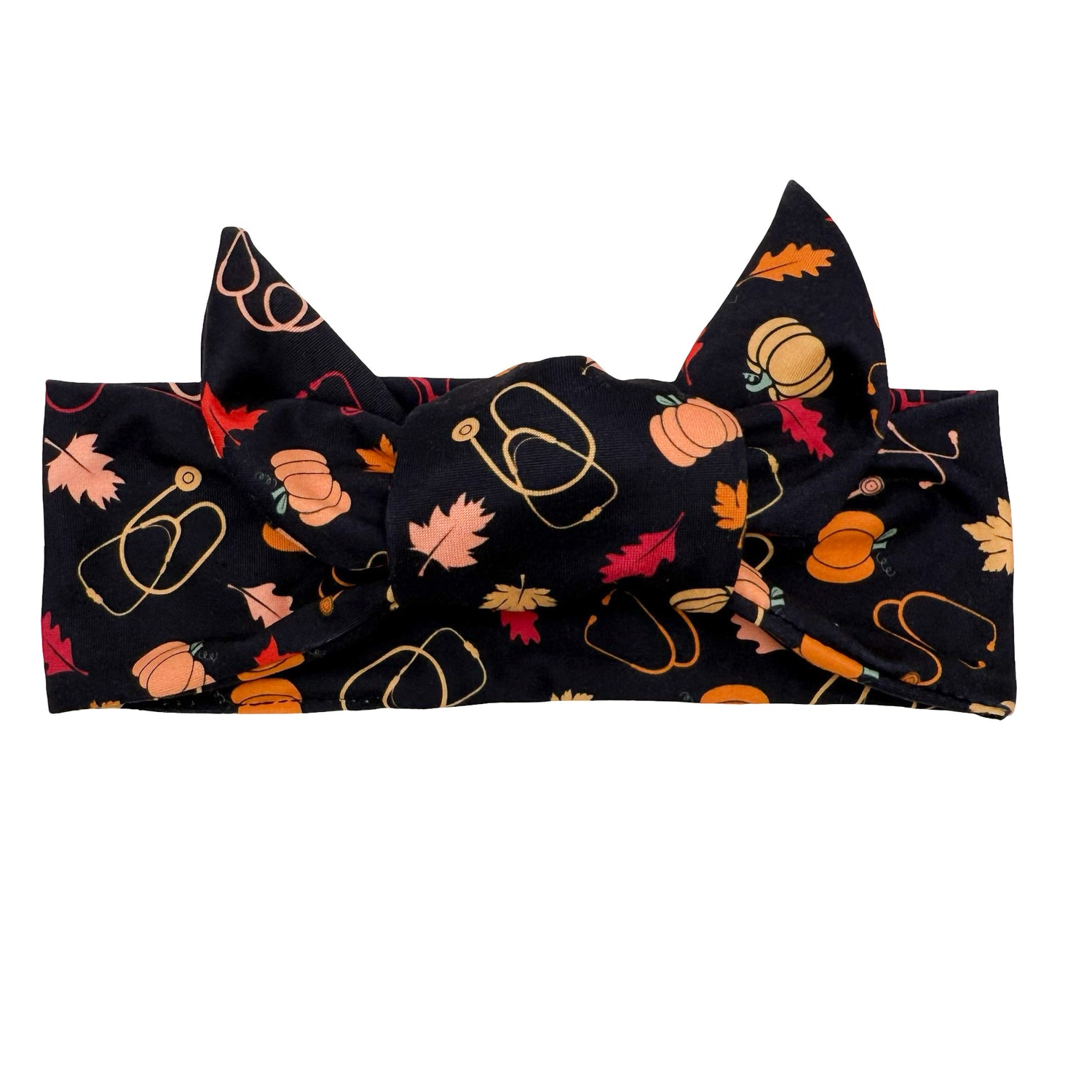 Pumpkin, Leaves, & Stethoscopes - Adjustable Tie Headband