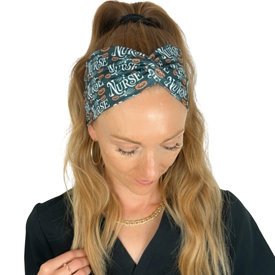 *Limited Edition* Nurse & Pumpkins - Black Headband