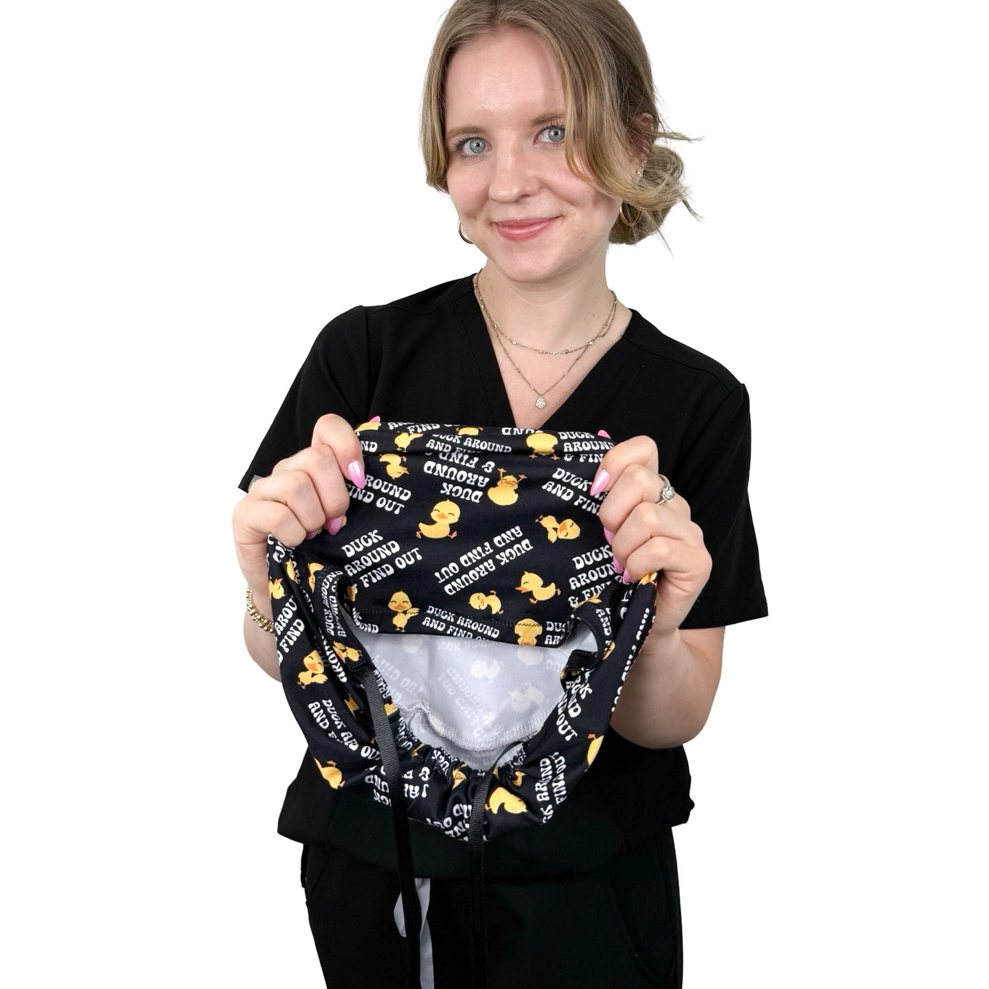 Duck Around and Find Out - Soft Ponytail Scrub Cap