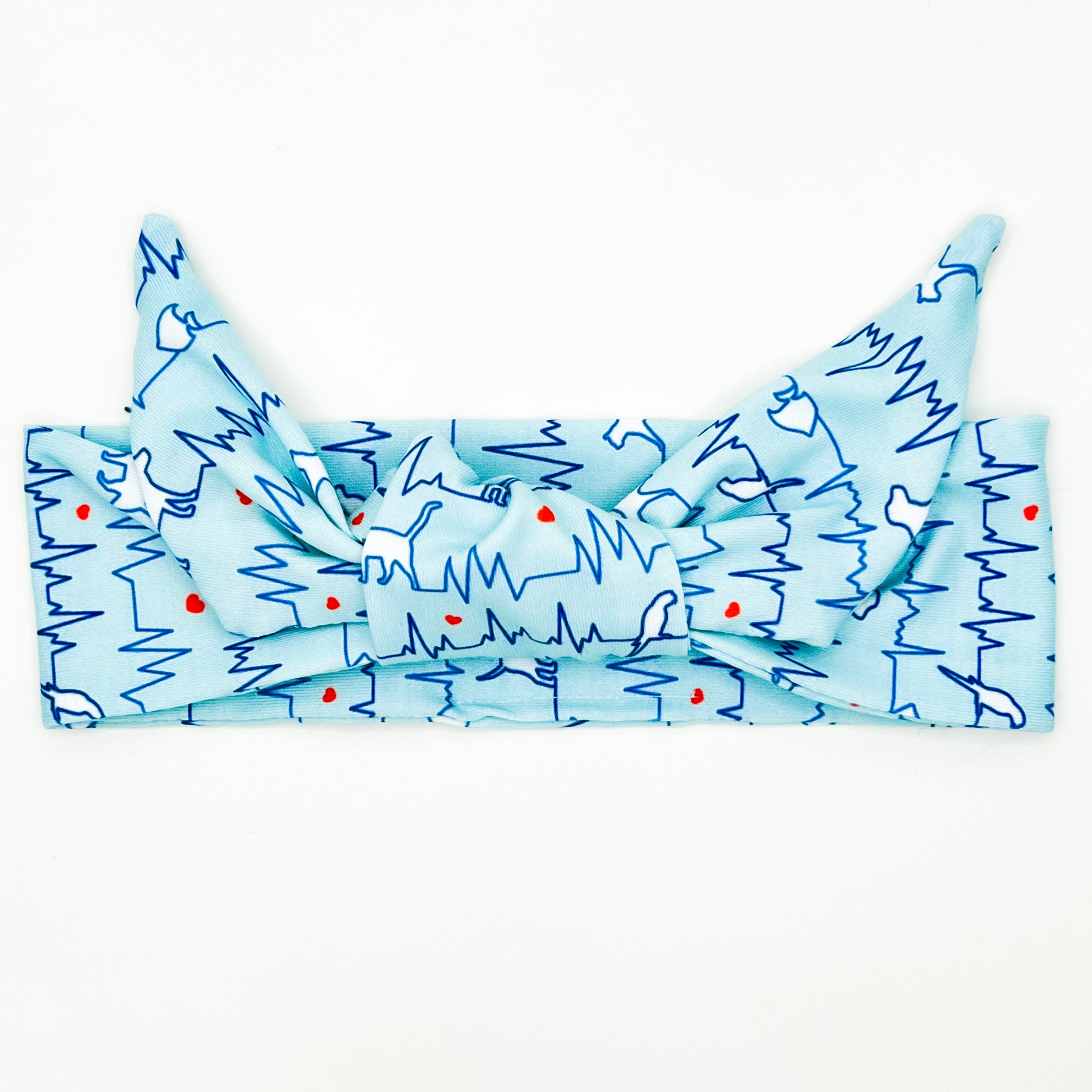 Vet Heartbeat - Blue Adjustable Tie Headband