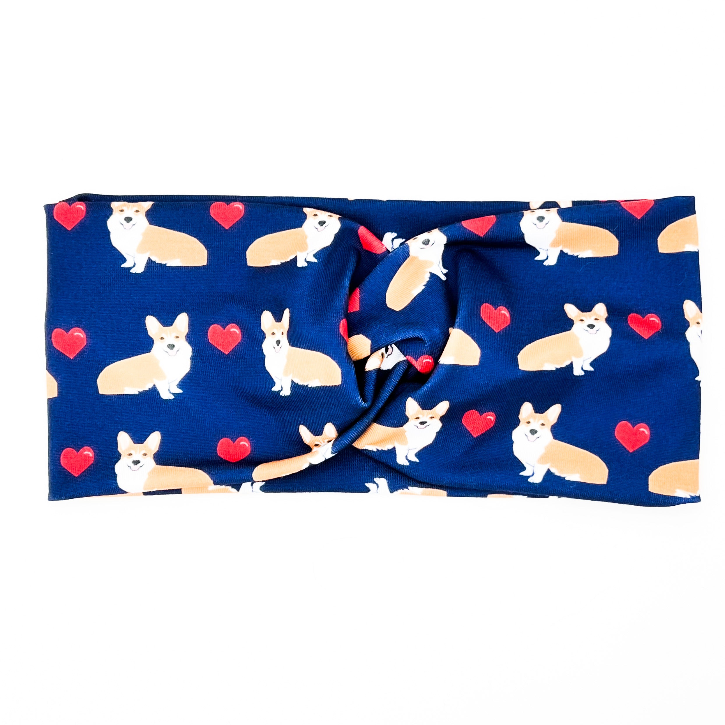 Corgi Love Navy Headband
