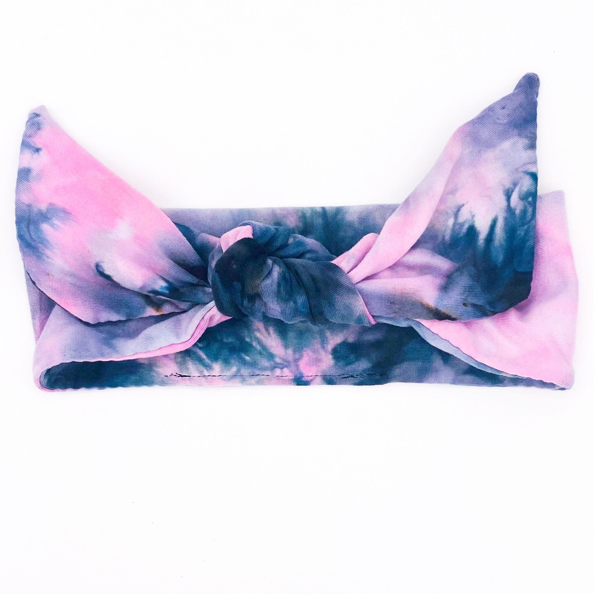 Pink & Navy Tie Dye Adjustable Tie Headband
