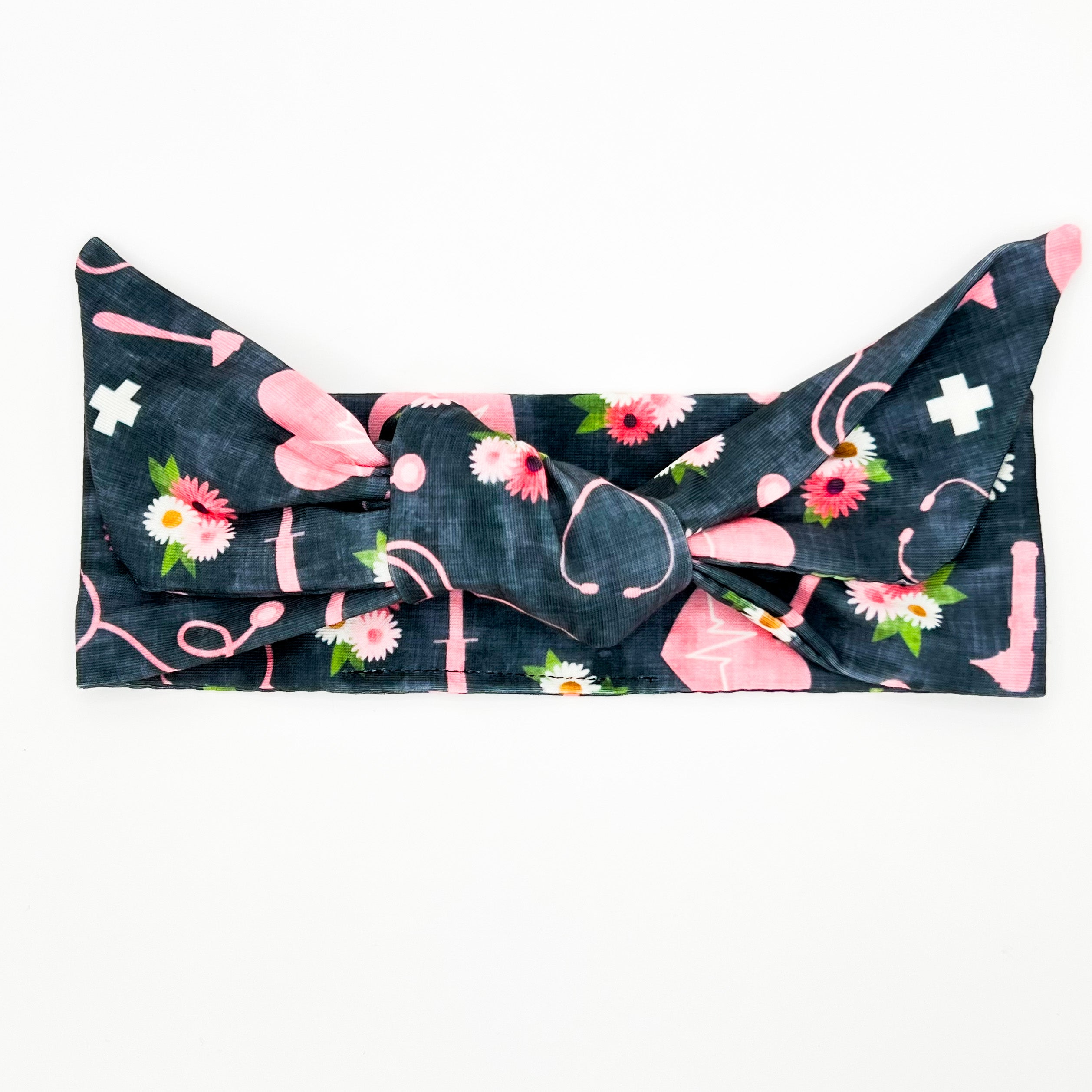 Hearts & Healthcare Heathered Gray Adjustable Tie Headband
