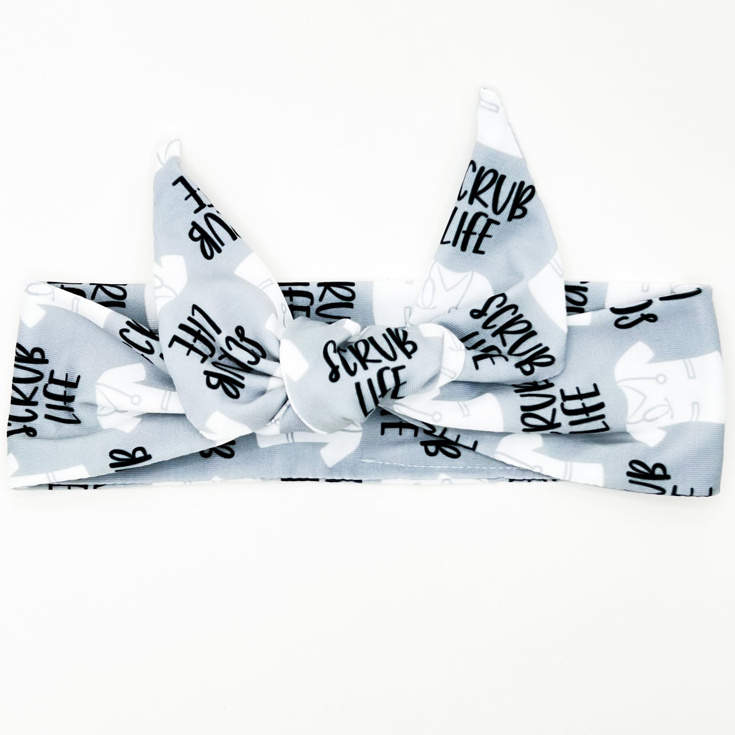 Gray Scrub Life Adjustable Tie Headband