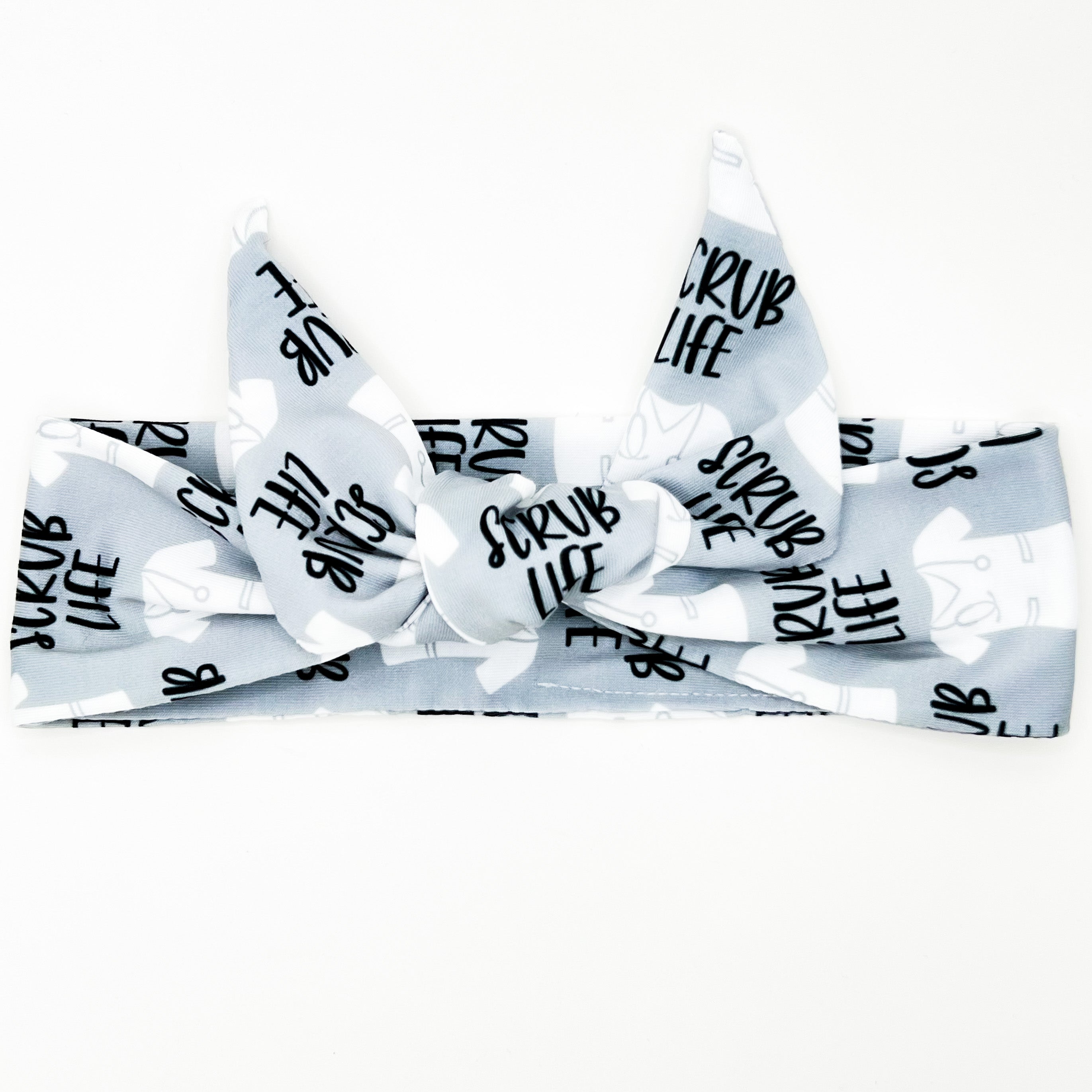 Gray Scrub Life Adjustable Tie Headband