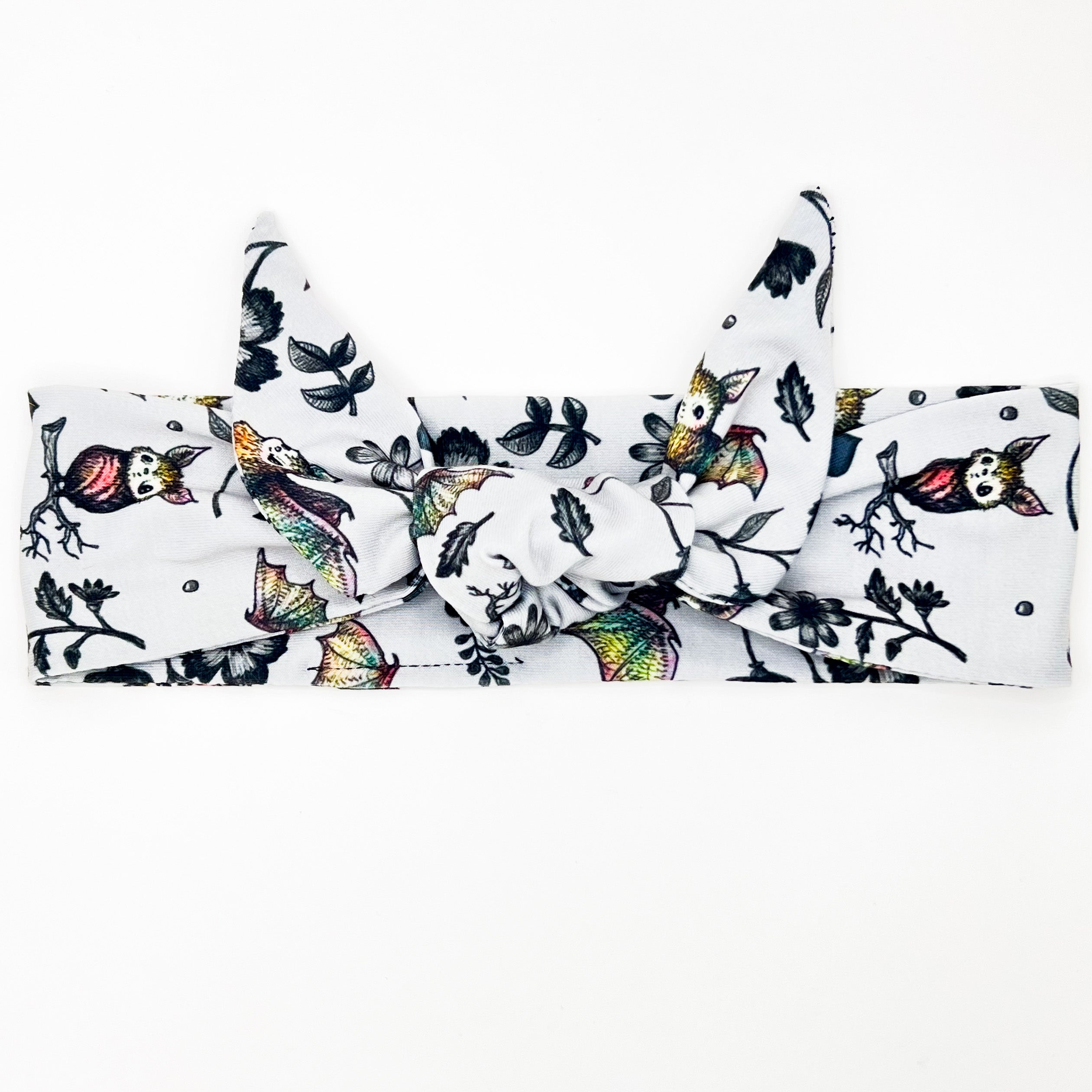 Floral Bats Adjustable Tie Headband