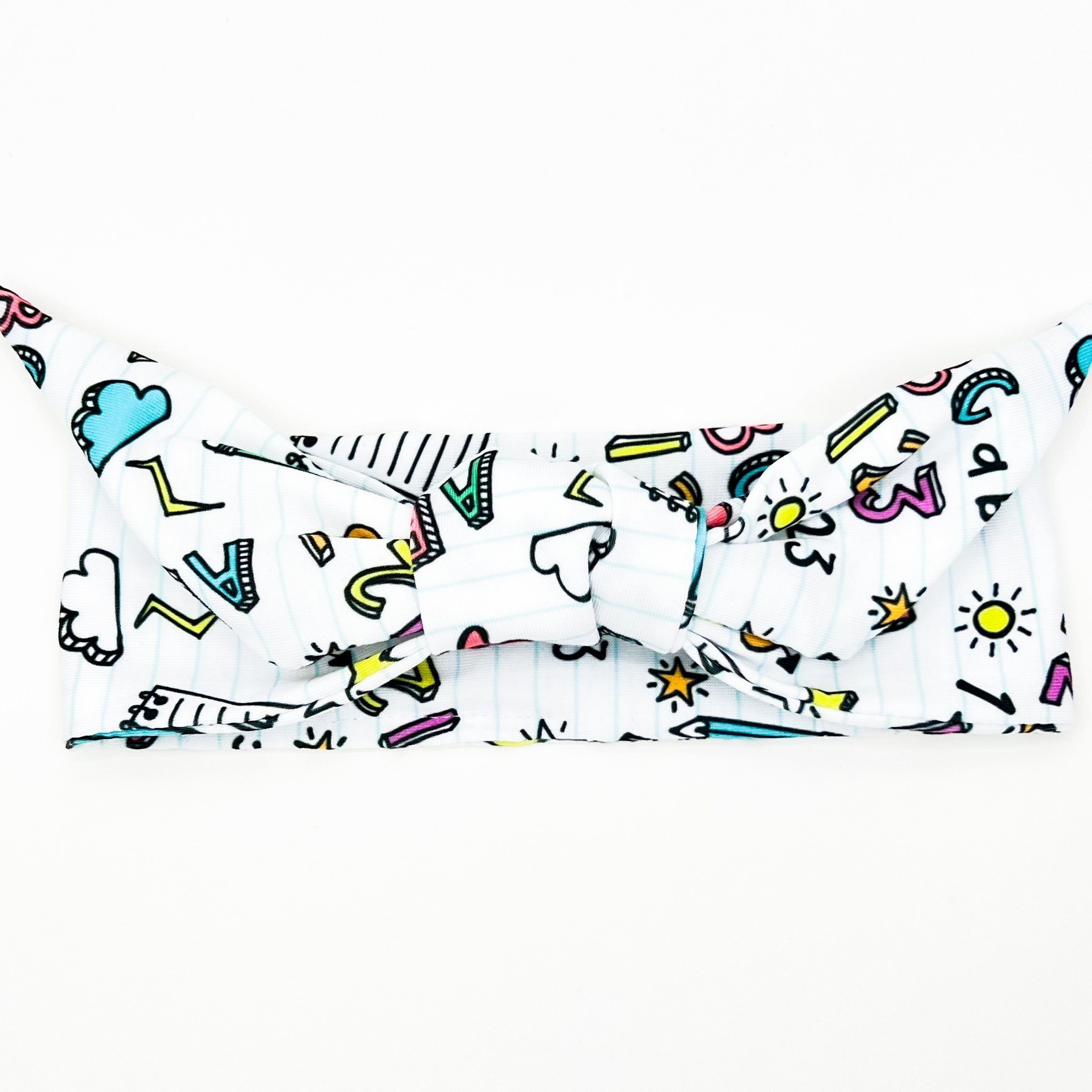 ABCs & 123 Adjustable Tie Headband