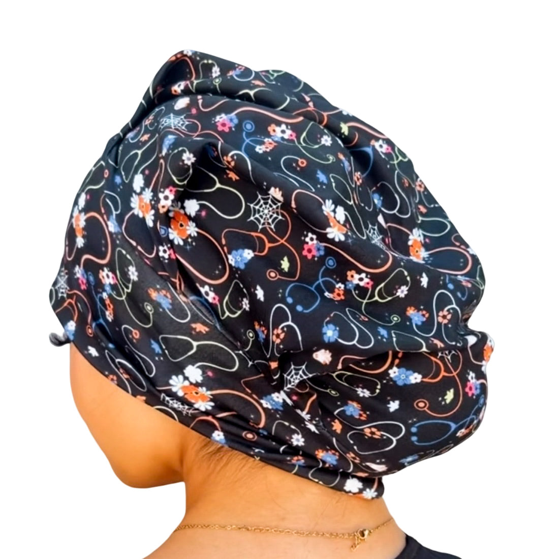 Floral Stethoscopes and Webs Soft Scrub Cap