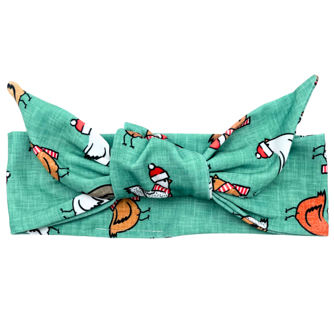 Christmas Chickens Adjustable Tie Headband