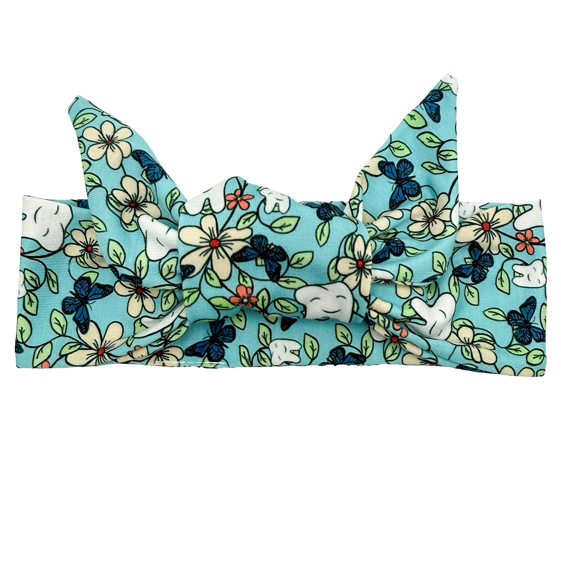 Floral Dental - Teal Adjustable Tie Headband