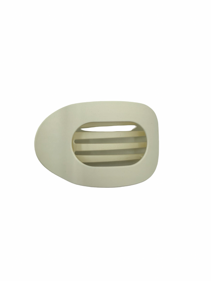Flat Round Medium White Hair Clip