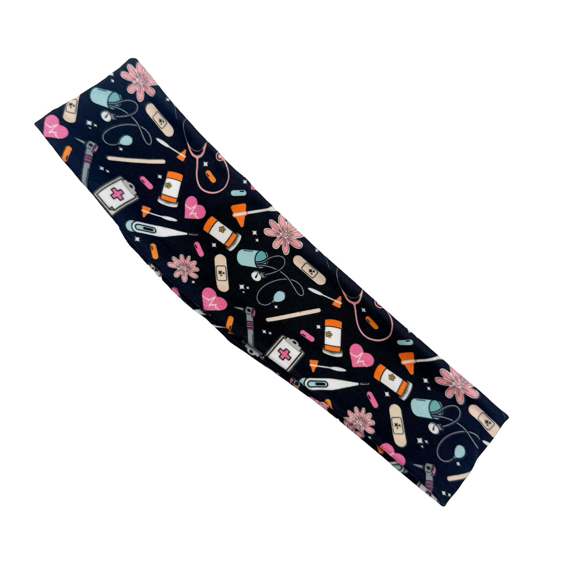 Floral Nursing Essentials - Black Athletic Headband