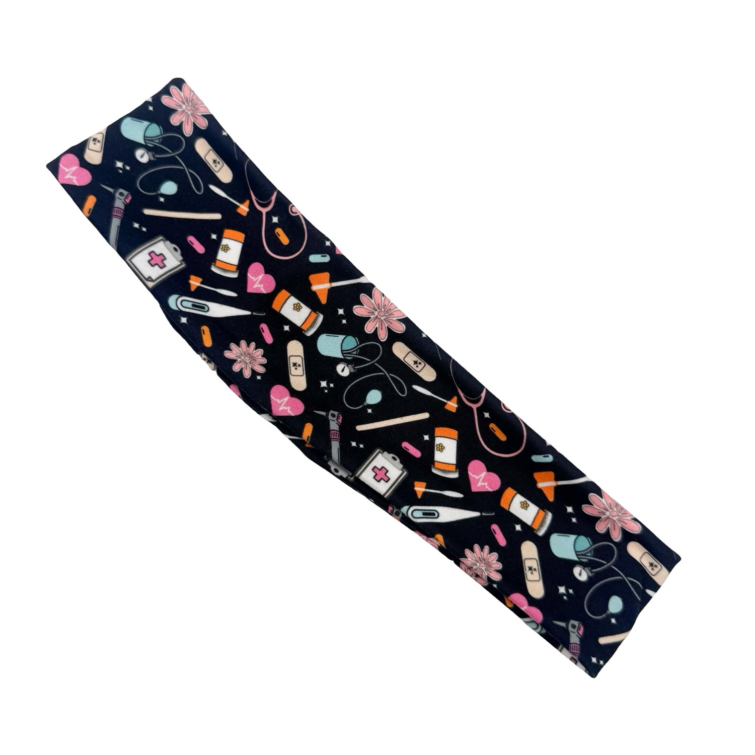 Floral Nursing Essentials - Black Athletic Headband