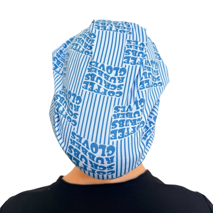 Coffee Scrubs Rubber Gloves Blue - OOPS Edition Soft Scrub Cap
