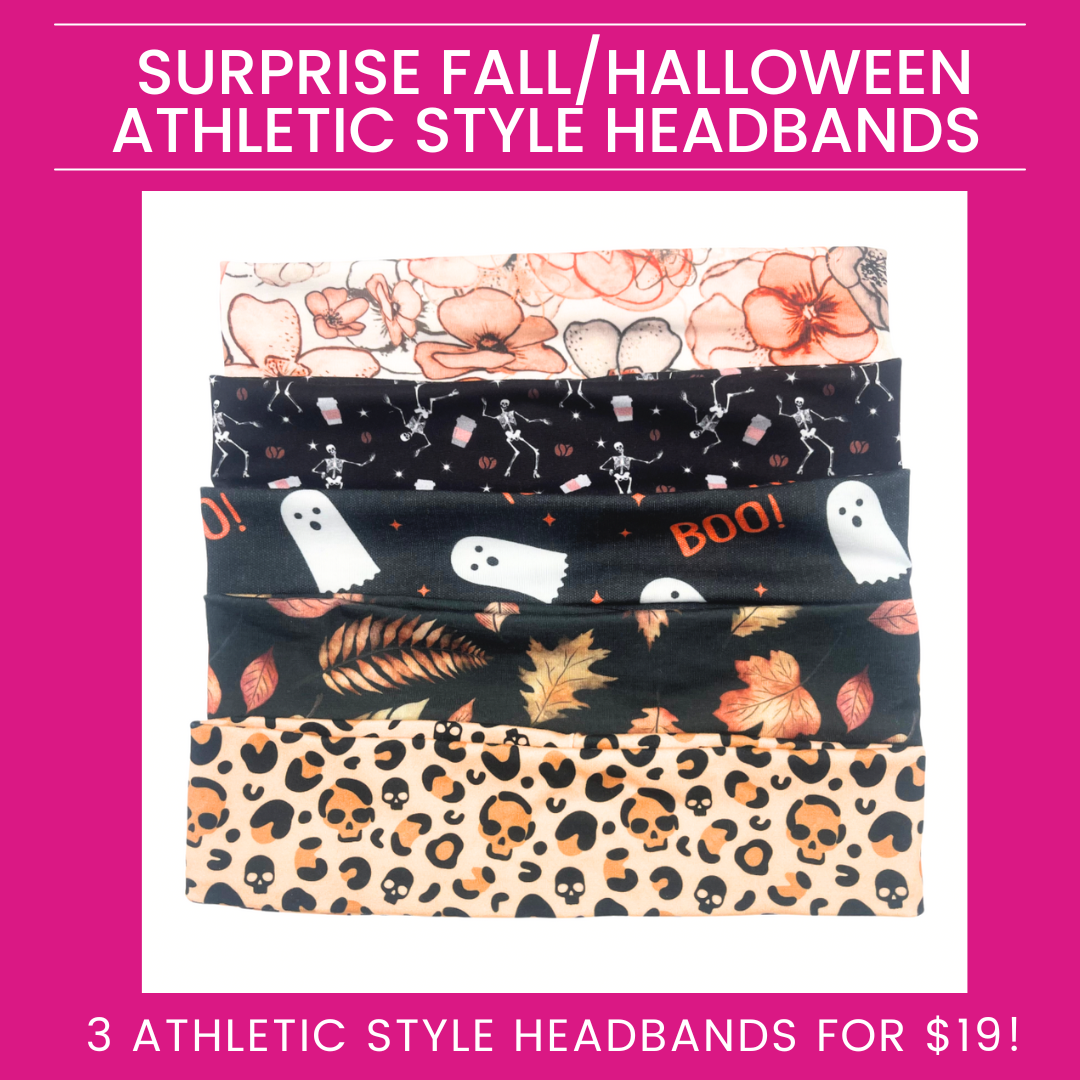 3 Fall/Halloween Surprise Athletic Style Headbands