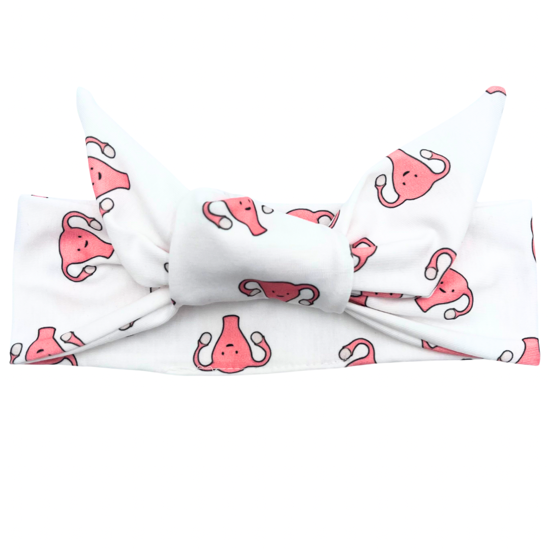 Uterus - White Adjustable Tie Headband