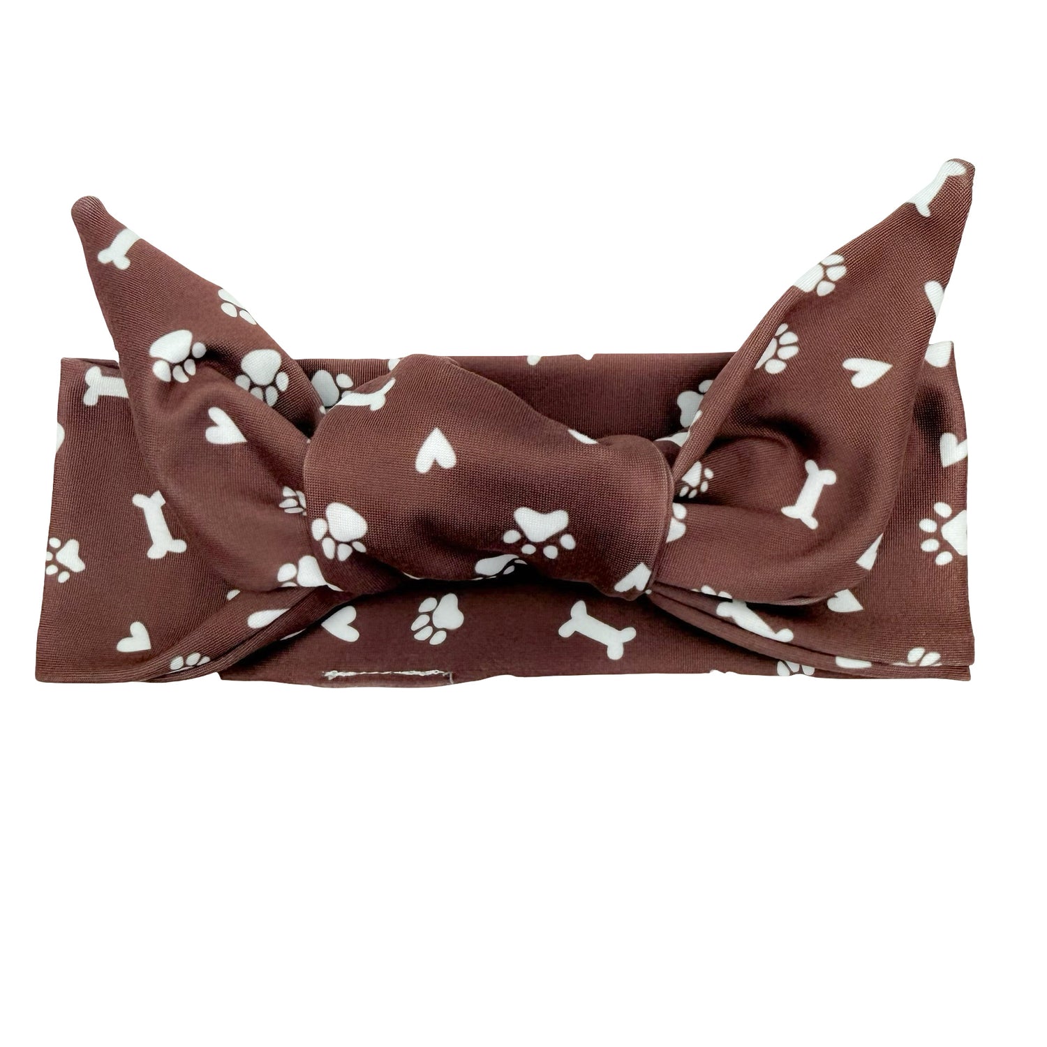 Pet Paws, Bones, &amp; Hearts - Brown Adjustable Tie Headband