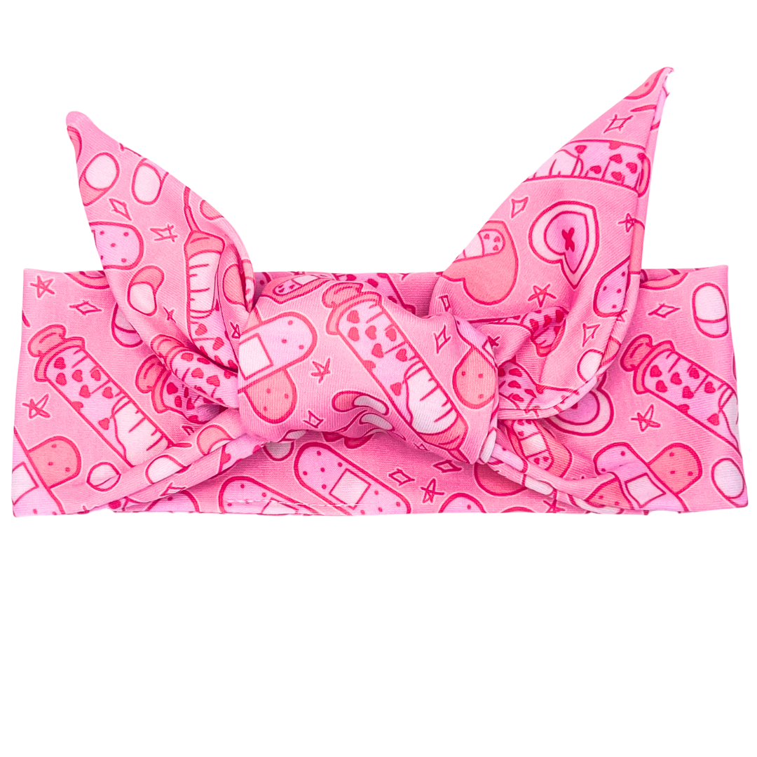 Healthcare Essentials - Pink Adjustable Tie Headband