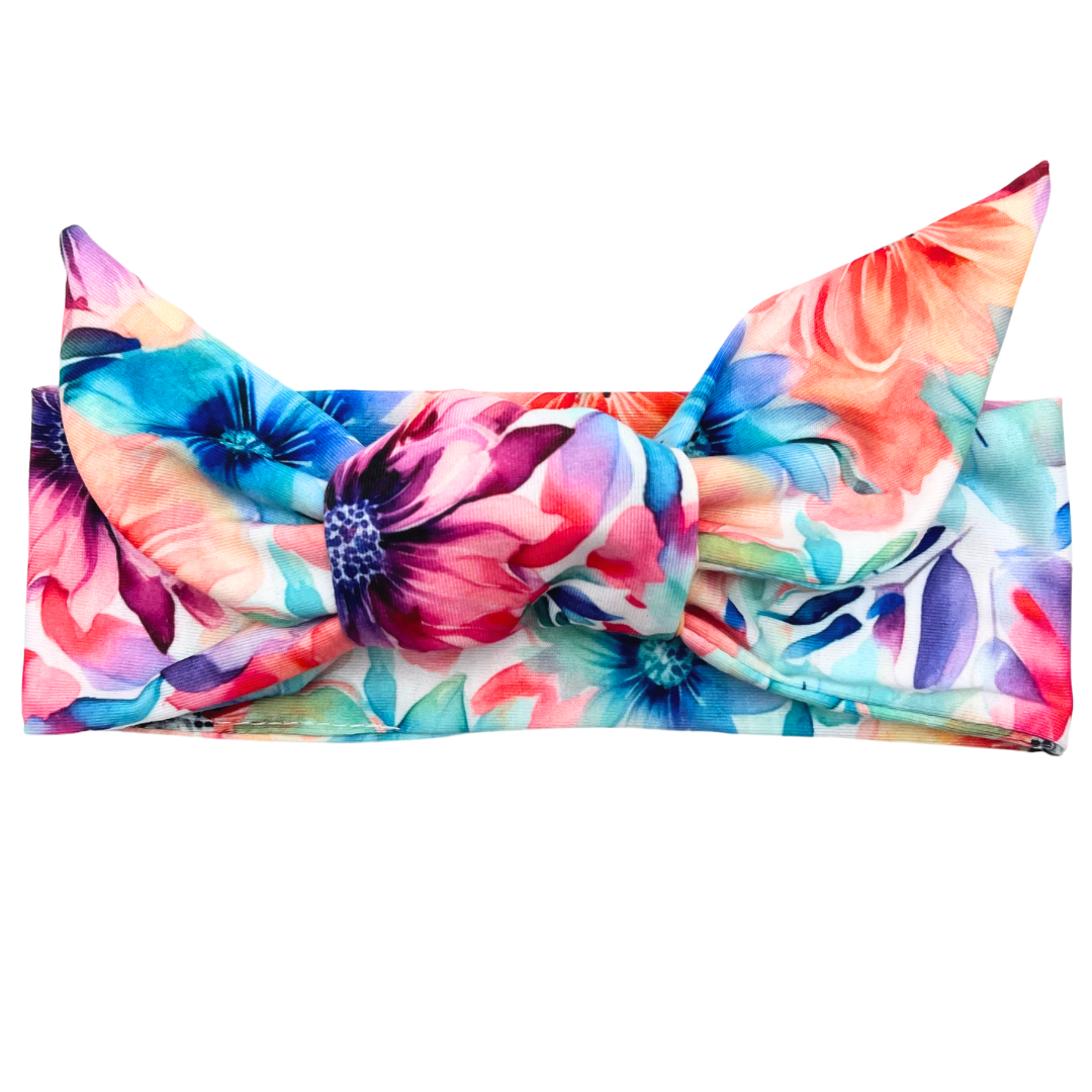 Bright Colorful Wildflowers - Adjustable Tie Headband
