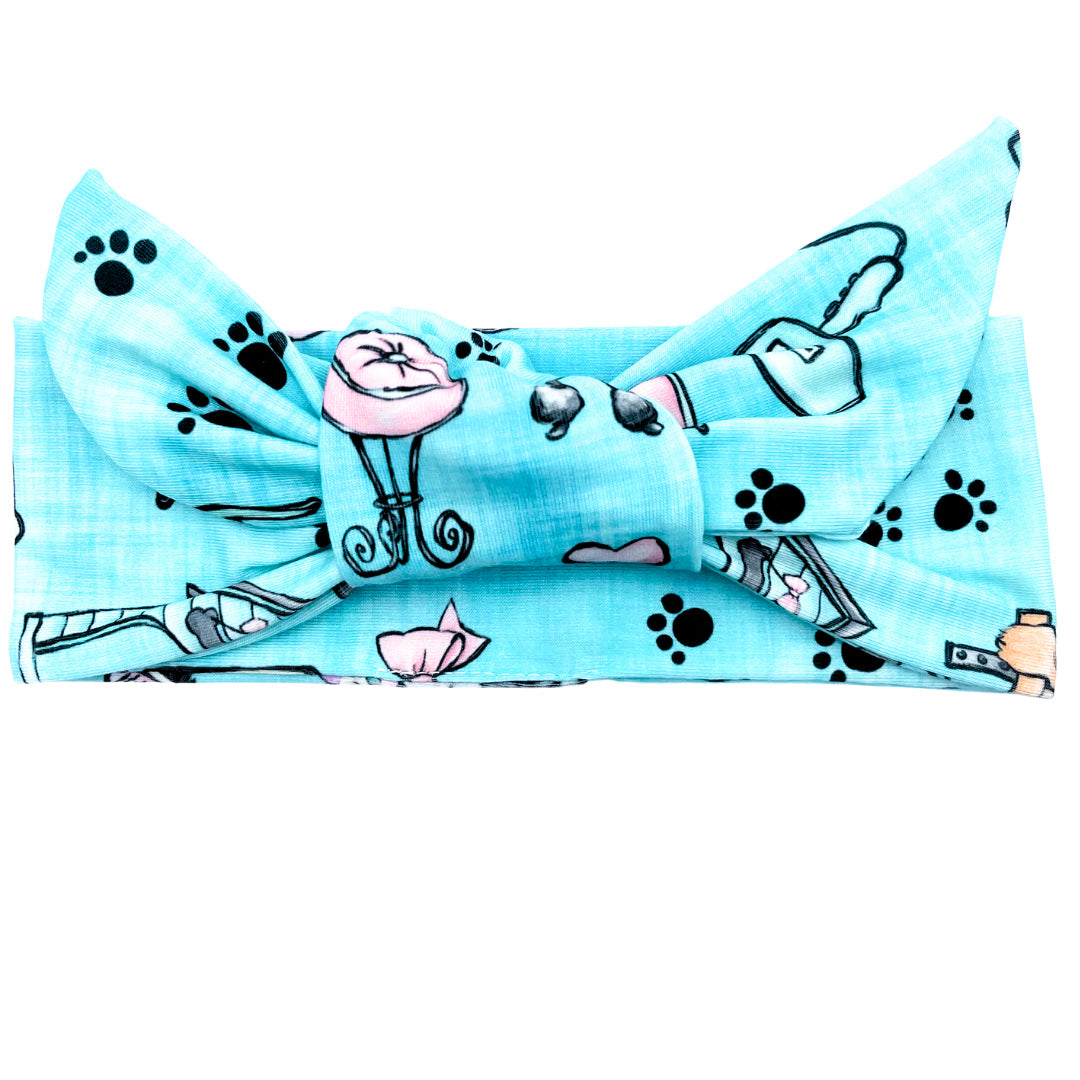 Pet Groomer Blue Adjustable Tie Headband