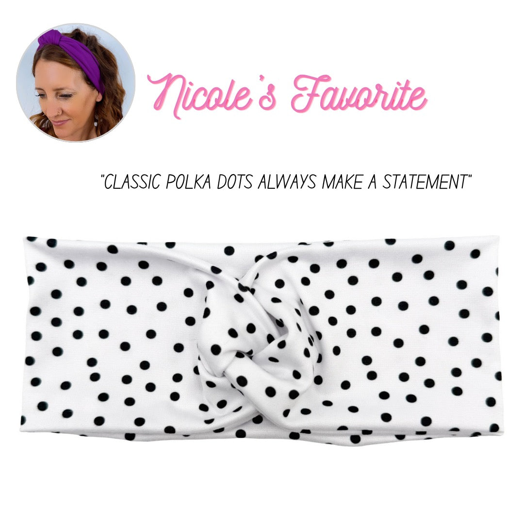 Polka Dots - White Headband