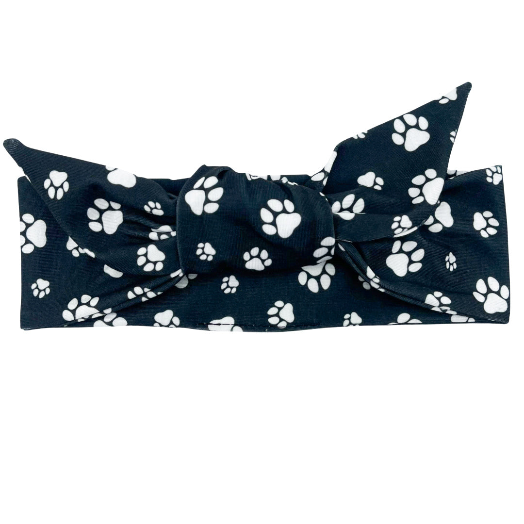 Pet Paws Black Adjustable Tie Headband